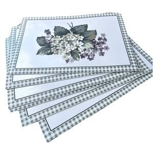 6 Martha Stewart Hydrangea Vinyl Placemats Floral 1997 Cottage